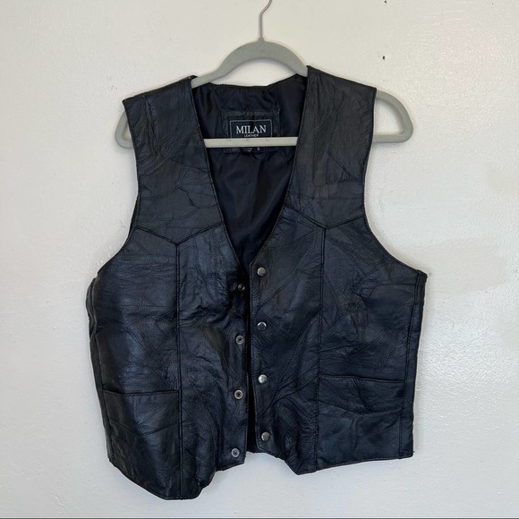 Vintage Jackets & Coats Vintage Milan Leather Black Leather Vest